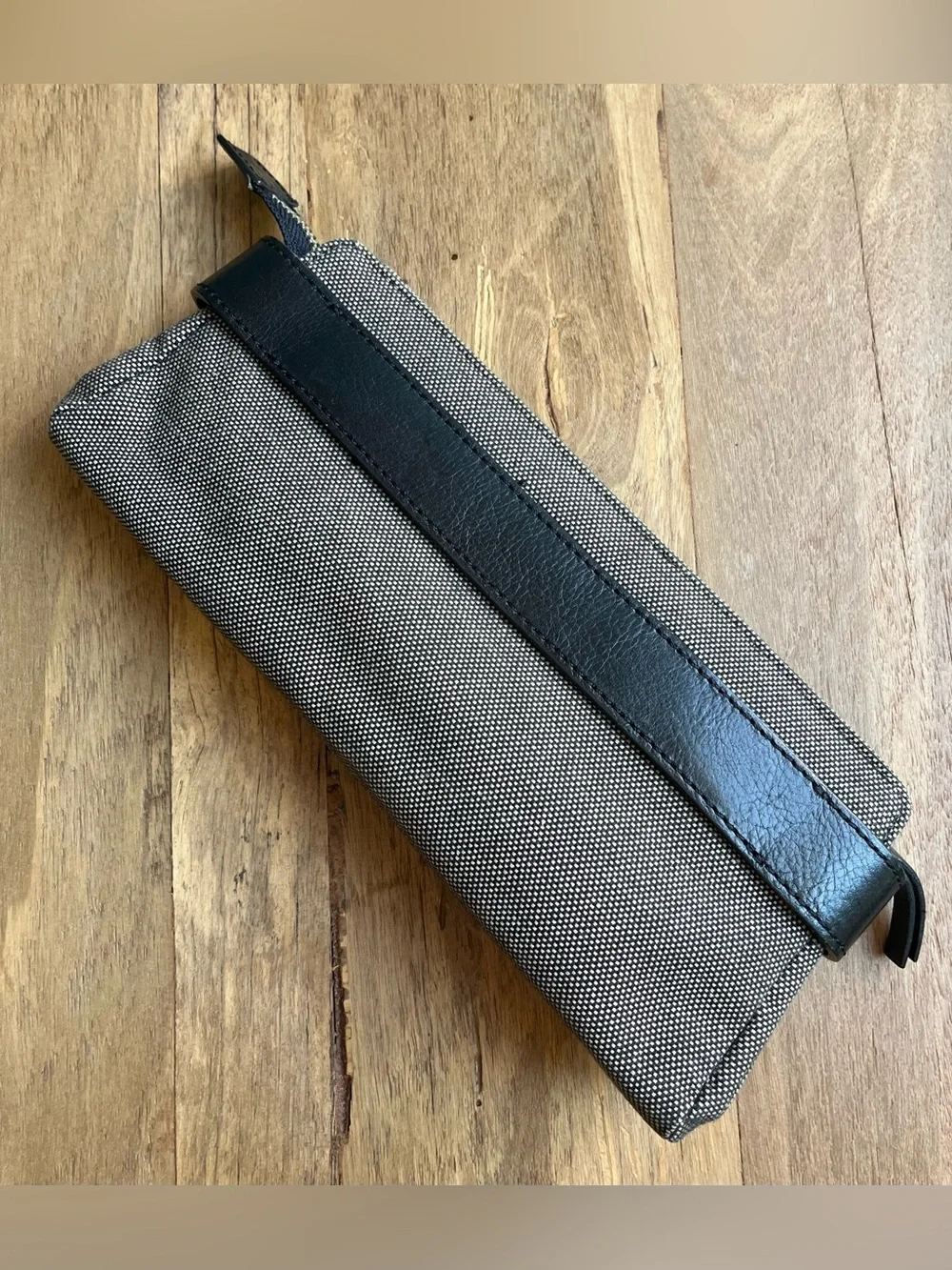 Banana Republic Tweed Leather Clutch Bag Black